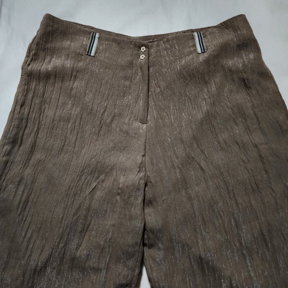 Solola Army Green Crinkle Tencel High Rise Wide Leg Pants - Picture 4 of 7